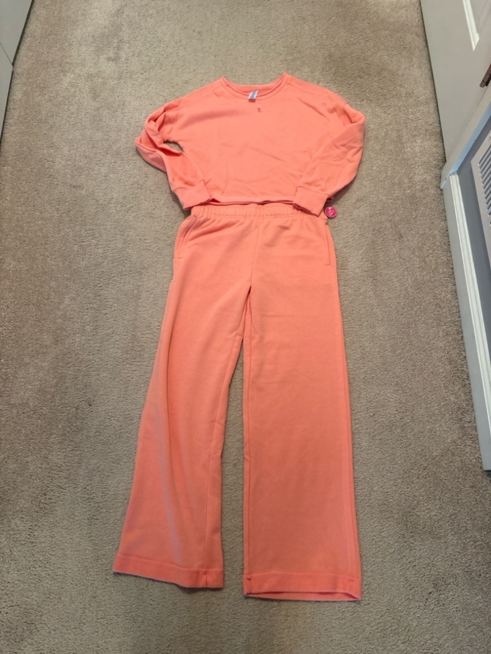 Yogalicious Girls 2pc Lounge Set L 12 NWT Coral Sweatshirt & Pants Athleisure